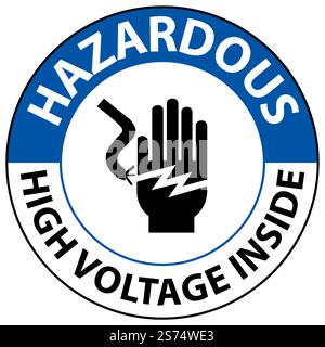 Hazardous High Voltage Inside Sign On White Background Stock Vector