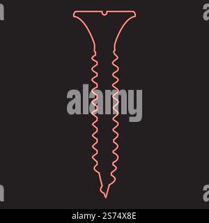 Neon screw red color vector illustration image flat style light. Neon screw red color vector illustration image flat style Stock Vector