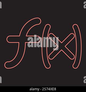 Neon symbol function red color vector illustration image flat style light. Neon symbol function red color vector illustration image flat style Stock Vector