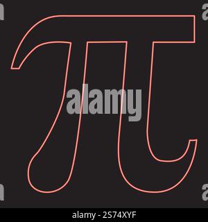 Neon symbol pi red color vector illustration image flat style light. Neon symbol pi red color vector illustration image flat style Stock Vector