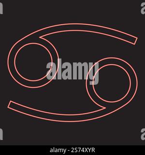 Neon cancer zodiac symbol crawfish sign red color vector illustration image flat style light. Neon cancer zodiac symbol crawfish sign red color vector illustration image flat style Stock Vector