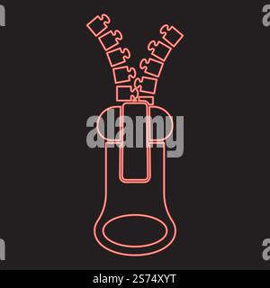 Neon tailor zipper red color vector illustration image flat style light. Neon tailor zipper red color vector illustration image flat style Stock Vector