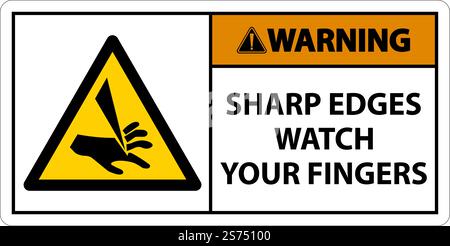 Warning Sharp Edges Watch Your Fingers On White Background Stock Vector