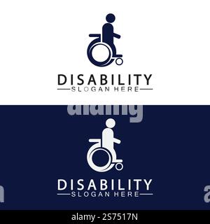 Passionate Disability People Support Logo. Wheel Chair Logo Illustration. Stock Vector