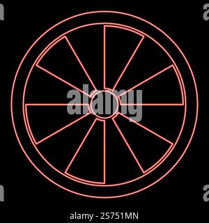 Neon viking shield red color vector illustration image flat style light. Neon viking shield red color vector illustration image flat style Stock Vector