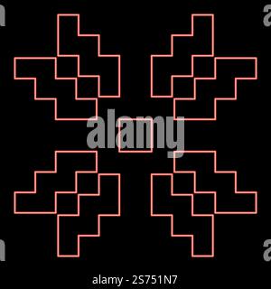 Neon scandinavian pattern red color vector illustration image flat style light. Neon scandinavian pattern red color vector illustration image flat style Stock Vector