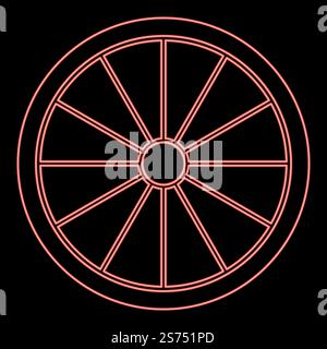 Neon viking shield red color vector illustration image flat style light. Neon viking shield red color vector illustration image flat style Stock Vector