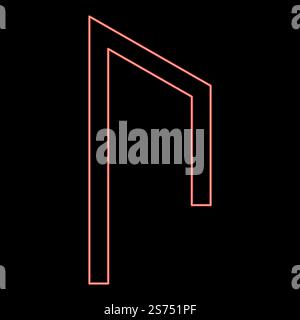 Neon rune Uruz Urus aurochs power red color vector illustration image ...