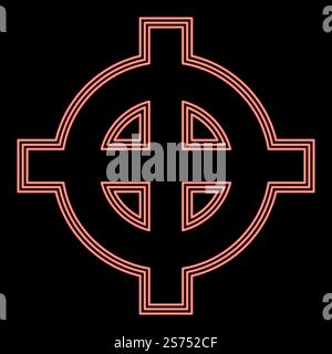 Neon celtic cross white superiority red color vector illustration image flat style light. Neon celtic cross white superiority red color vector illustration image flat style Stock Vector
