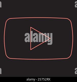 Neon play button red color vector illustration image flat style light. Neon play button red color vector illustration image flat style Stock Vector