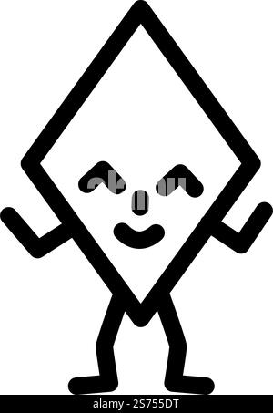 rhombus geometric shape character line icon vector illustration Stock ...