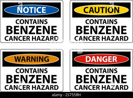 Caution Contains Benzene Sign On White Background Stock Vector