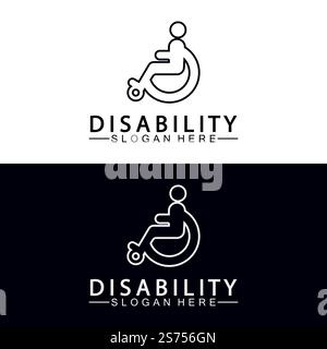 Passionate Disability People Support Logo. Wheel Chair Logo Illustration. Stock Vector