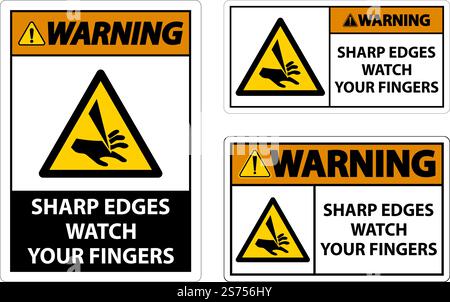 Warning Sharp Edges Watch Your Fingers On White Background Stock Vector