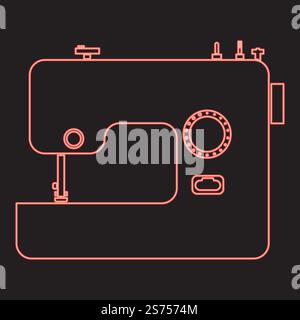 Neon sewing machine red color vector illustration image flat style ...