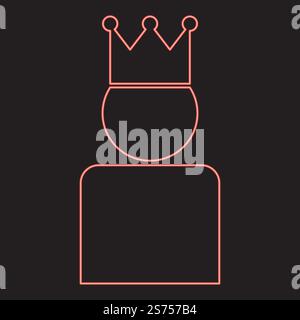 Neon king in crown red color vector illustration image flat style light. Neon king in crown red color vector illustration image flat style Stock Vector