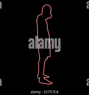 Neon man covering his mouth silhouette concept close mouth shock grief icon black color vector illustration flat style simple imagein circle round red color vector illustration image flat style light. Neon man covering his mouth silhouette concept close mouth shock grief icon black color illustration in circle round red color vector illustration image flat style Stock Vector