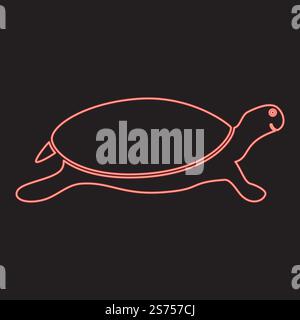 Neon tortoise turtle red color vector illustration image flat style light. Neon tortoise turtle red color vector illustration image flat style Stock Vector