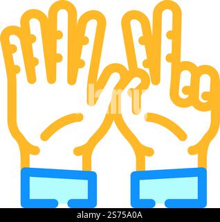 seven number hand gesture line icon vector. seven number hand gesture ...