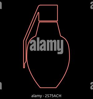 Neon grenade icon black color vector illustration flat style simple imagein circle round red color vector illustration image flat style light. Neon grenade icon black color illustration in circle round red color vector illustration image flat style Stock Vector