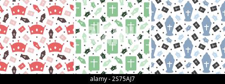 Set of Happy Epiphany Day Seamless Pattern Design Christian Festival to Faith in Template Hand Drawn Cartoon Flat Illustration Stock Vector