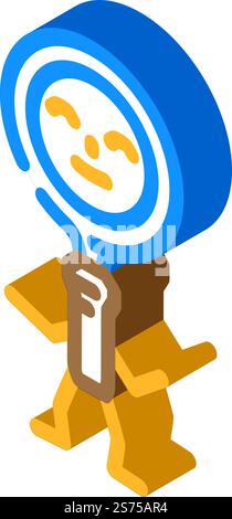 magnifying glass school character isometric icon vector. magnifying glass school character sign. isolated symbol illustration. magnifying glass school character isometric icon vector illustration Stock Vector
