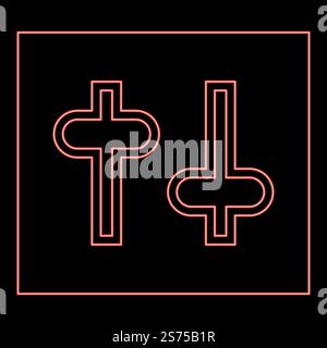 Neon settings knob Setting Switches regulators icon black color vector illustration flat style simple image red color vector illustration image flat style light. Neon settings knob Setting Switches regulators icon black color vector illustration flat style image red color vector illustration image flat style Stock Vector