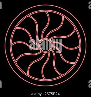 Neon viking shield red color vector illustration image flat style light. Neon viking shield red color vector illustration image flat style Stock Vector