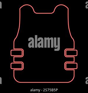 Neon bullet-proof vest flak jacket red color vector illustration image flat style light. Neon bullet-proof vest flak jacket red color vector illustration image flat style Stock Vector