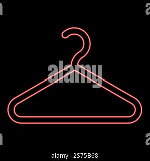 Neon hanger Clothes hanger red color vector illustration image flat style light. Neon hanger Clothes hanger red color vector illustration image flat style Stock Vector