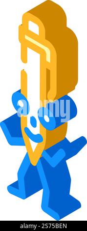 pen school character isometric icon vector. pen school character sign. isolated symbol illustration. pen school character isometric icon vector illustration Stock Vector