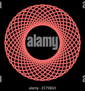 Neon spirograph abstract element Circle shape Concentric pattern Fractal graphic red color vector illustration image flat style light. Neon spirograph abstract element Circle shape Concentric pattern Fractal graphic red color vector illustration image flat style Stock Vector