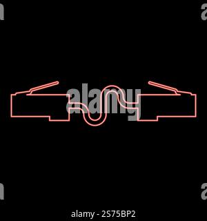 Neon network connector Patch cord Ethernet cable LAN wire icon black color vector illustration flat style simple image red color vector illustration image flat style light. Neon network connector Patch cord Ethernet cable LAN wire icon black color vector illustration flat style image red color vector illustration image flat style Stock Vector
