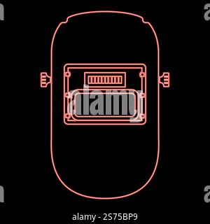 Neon welder mask icon black color vector illustration flat style simple image red color vector illustration image flat style light. Neon welder mask icon black color vector illustration flat style image red color vector illustration image flat style Stock Vector