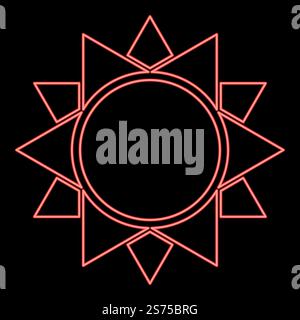 Sun Red Color Light Neon sun red color vector illustration image flat style light. Neon sun ...