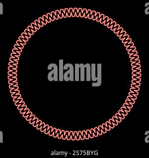 Neon decoration circle Decorative line Art frame red color vector illustration image flat style light. Neon decoration circle Decorative line Art frame red color vector illustration image flat style Stock Vector