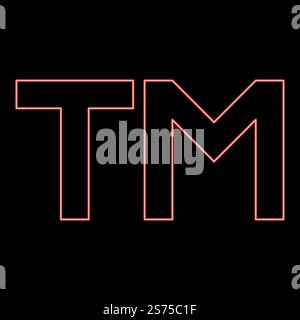 Neon tM letter trademark red color vector illustration image flat style light. Neon tM letter trademark red color vector illustration image flat style Stock Vector