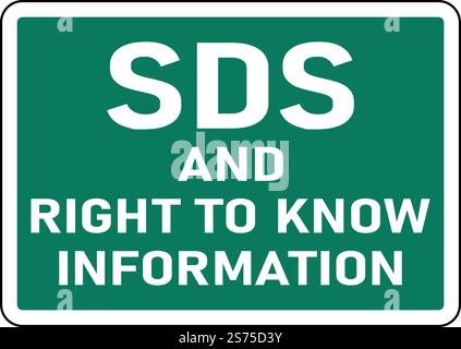 SDS and Right To Know Info Sign On White Background Stock Vector