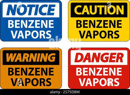Caution Benzene Vapors Sign On White Background Stock Vector