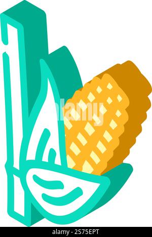 corn plant food isometric icon vector. corn plant food sign. isolated symbol illustration. corn plant food isometric icon vector illustration Stock Vector