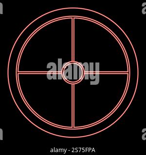 Neon viking shield red color vector illustration image flat style light. Neon viking shield red color vector illustration image flat style Stock Vector