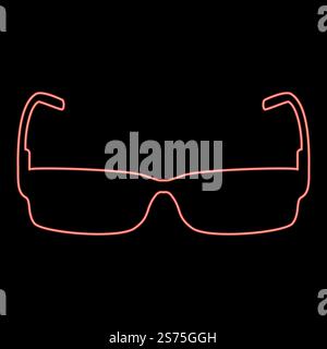 Neon sunglasses red color vector illustration image flat style light. Neon sunglasses red color vector illustration image flat style Stock Vector