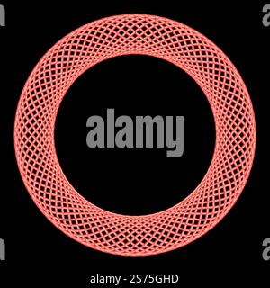 Neon spirograph element empty in center Abstract concentric symbol red color vector illustration image flat style light. Neon spirograph element empty in center Abstract concentric symbol red color vector illustration image flat style Stock Vector