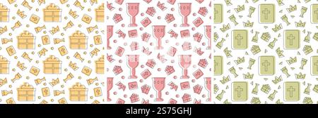 Set of Happy Epiphany Day Seamless Pattern Design Christian Festival to Faith in Template Hand Drawn Cartoon Flat Illustration Stock Vector