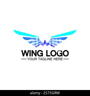W letter for wings logo design, combination w letter and wings Stock Vector