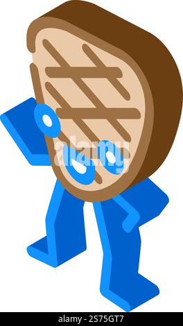 grilled meat character isometric icon vector. grilled meat character sign. isolated symbol illustration. grilled meat character isometric icon vector illustration Stock Vector