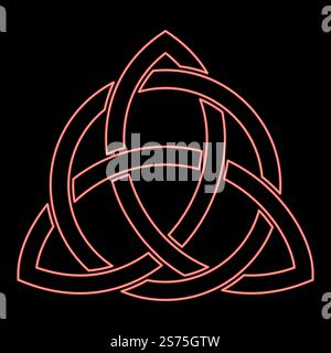 Neon triquetra in circle Trikvetr knot shape Trinity knot red color vector illustration image flat style light. Neon triquetra in circle Trikvetr knot shape Trinity knot red color vector illustration image flat style Stock Vector