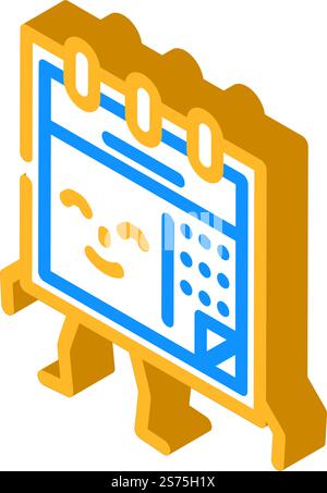 calendar school character isometric icon vector. calendar school character sign. isolated symbol illustration. calendar school character isometric icon vector illustration Stock Vector