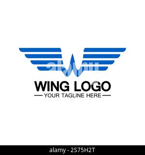 W letter for wings logo design, combination w letter and wings Stock Vector