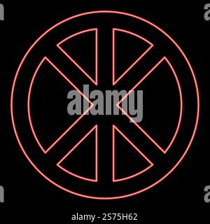 Neon cross round circle on bread concept parts body Christ Infinity sign in religious red color vector illustration image flat style light. Neon cross round circle on bread concept parts body Christ Infinity sign in religious red color vector illustration image flat style Stock Vector